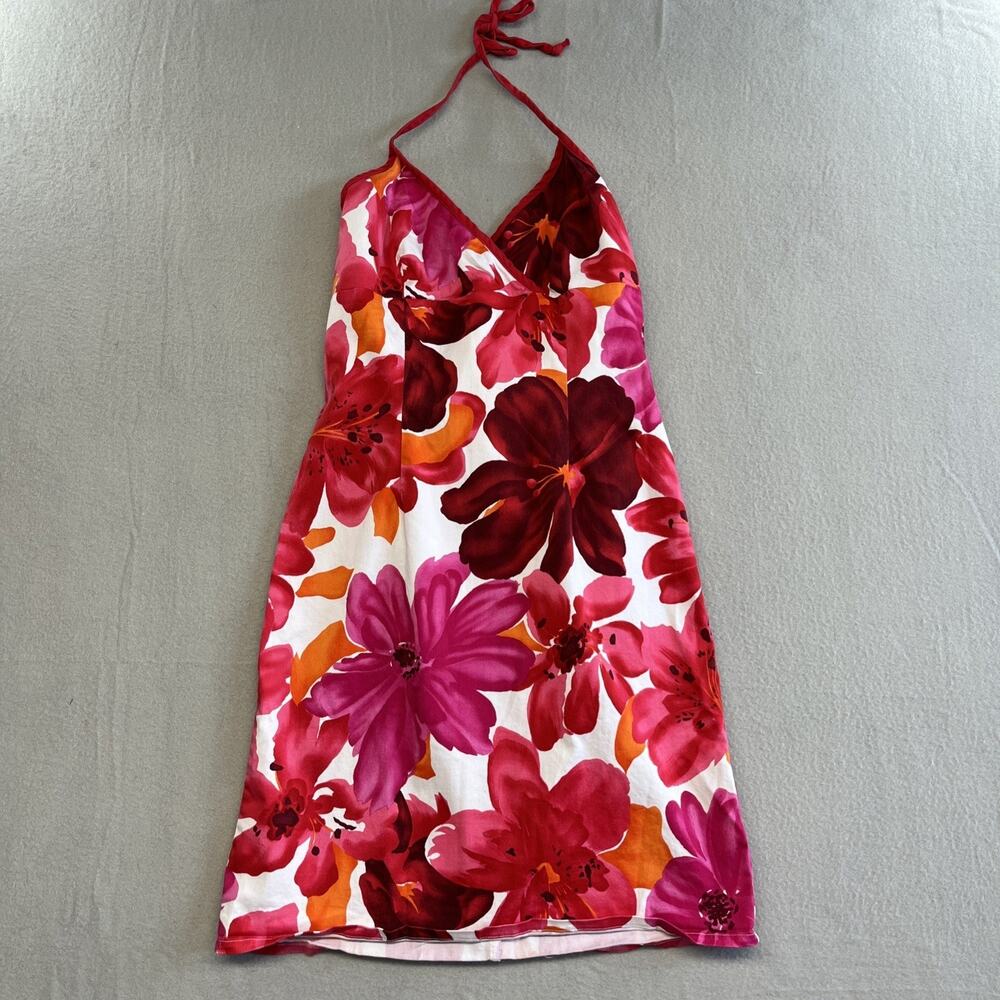 Studio Y Y2K Babydoll Halter Dress Pink Orange Floral Size 11